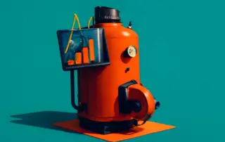 Orange industrial machine with graph display
