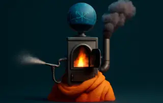 Artistic furnace with fire and smoke