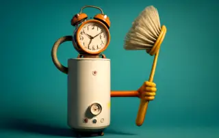 Retro clock holding cleaning brush