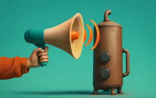 Rusty coffee urn and megaphone sound