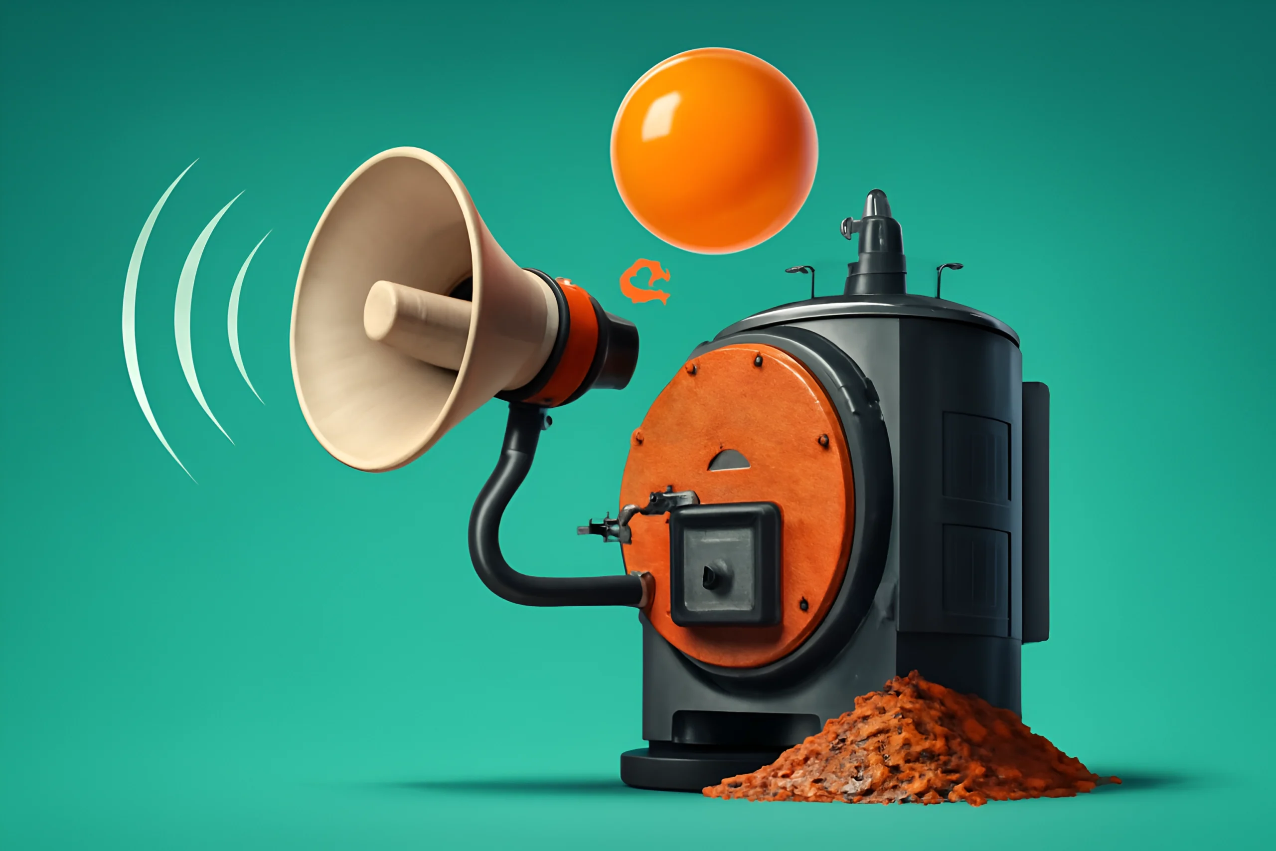 Vintage machine horn Retro machine with horn and orange ball