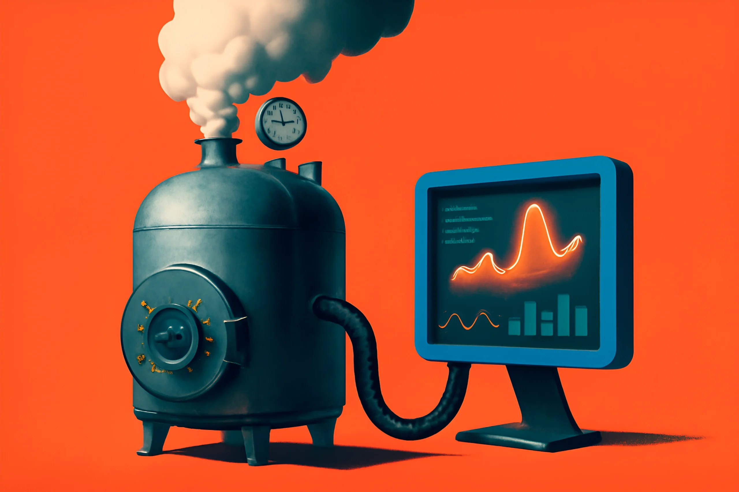 Steam Engine Data Retro steam engine with digital graph