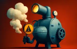 Vintage steam engine warning sign
