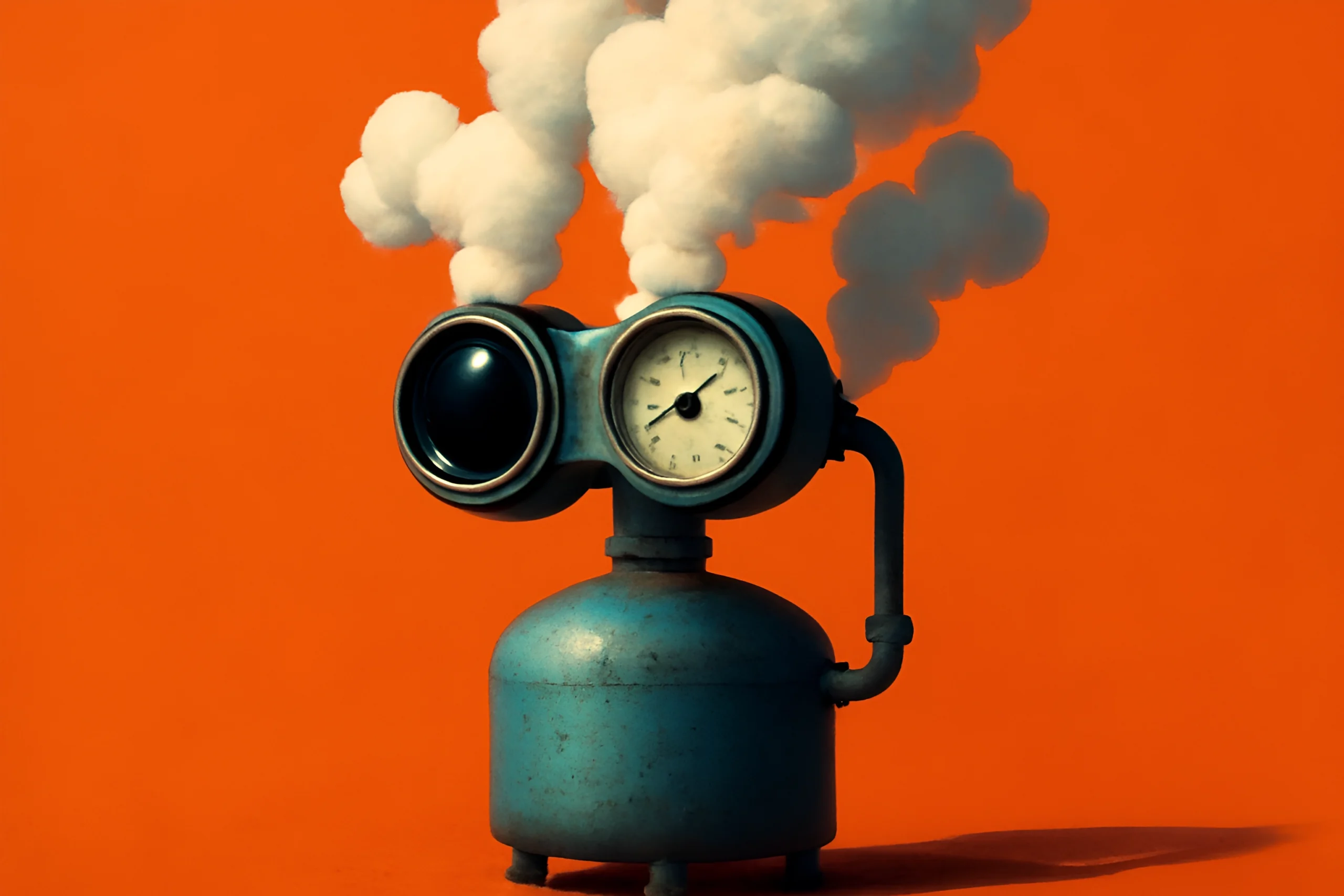 Vintage Steam Gauge Blue steam gauge emitting smoke