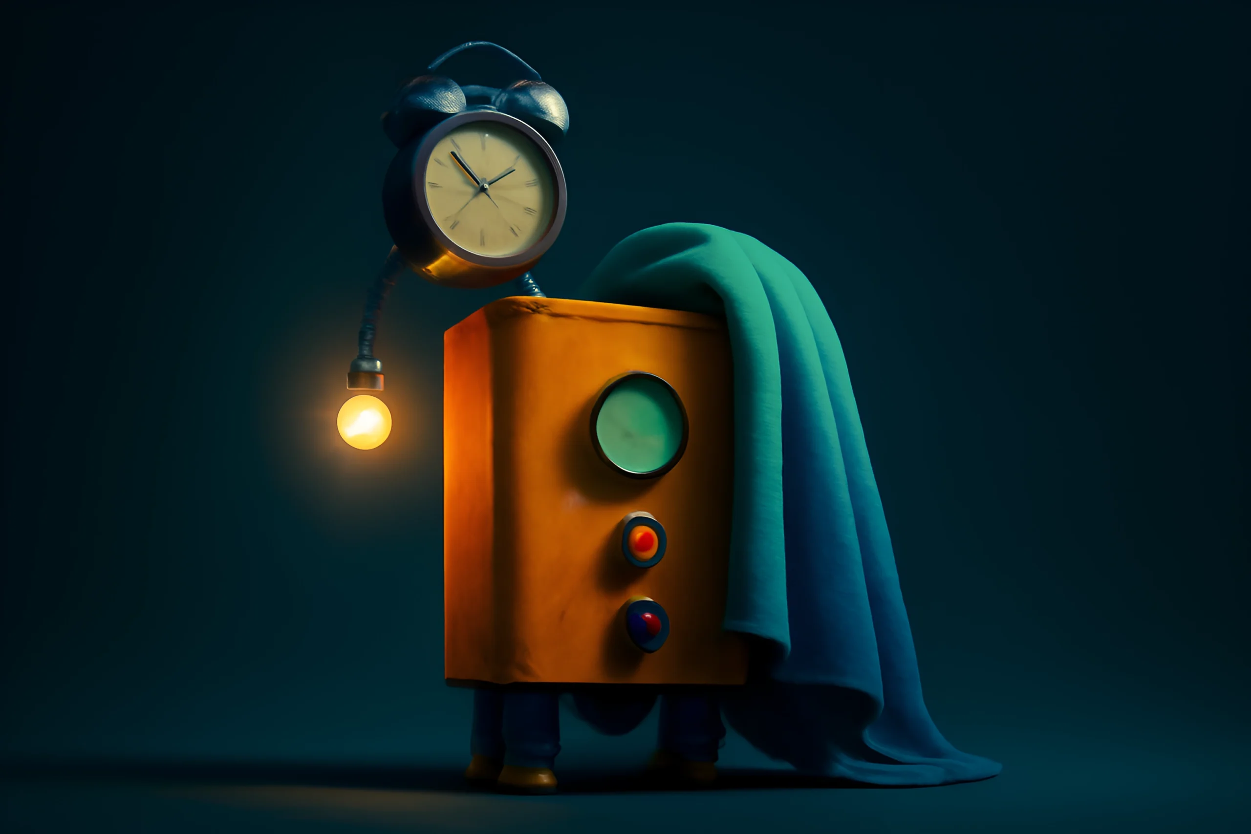 Vintage robot with clock and light