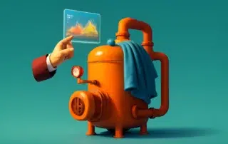 Futuristic industrial machine data display