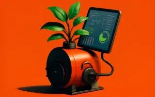 Green tech device with plant and display