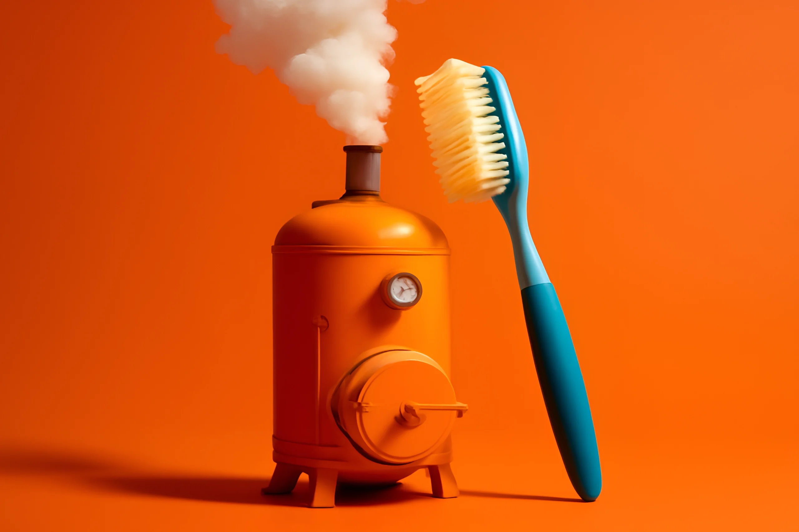 Toothbrush Steam Boiler Blue toothbrush near steam boiler