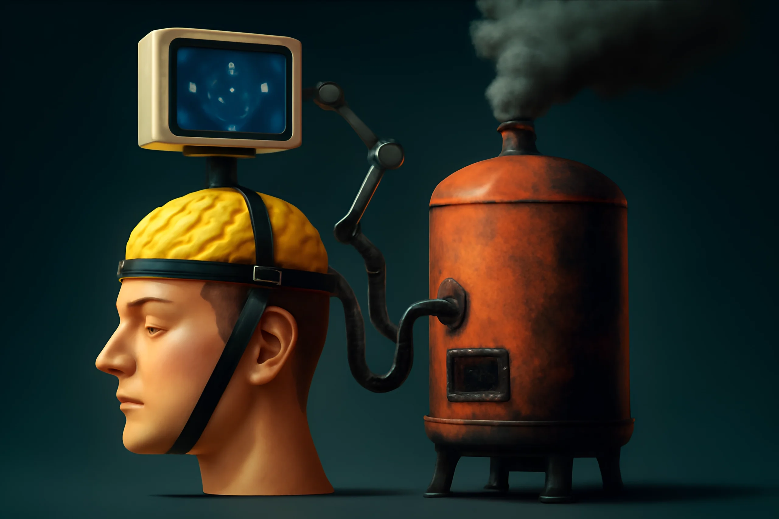 Steam Powered Brain Vintage steam machine human brain concept