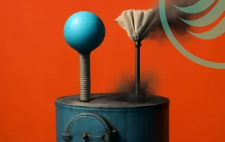 Blue cylinder with smoke pipes