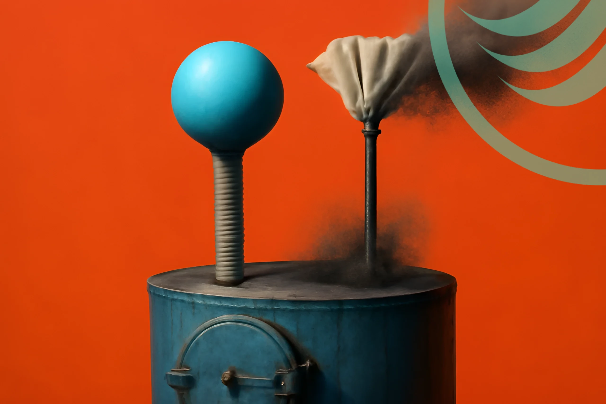 Industrial smoke pipes Blue cylinder with smoke pipes