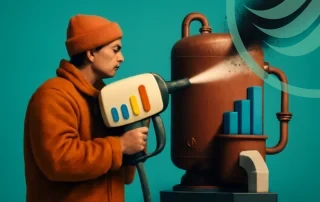 Man spraying machine with paint