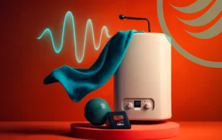 Modern water heater with towel and thermal wave