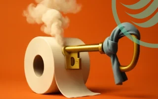 Golden key in steaming toilet paper