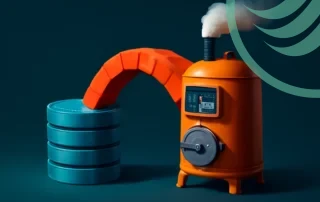 Orange steam machine with blue containers