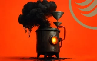 Vintage metal stove with black smoke