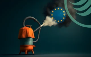 Machine emitting European Union symbol smoke