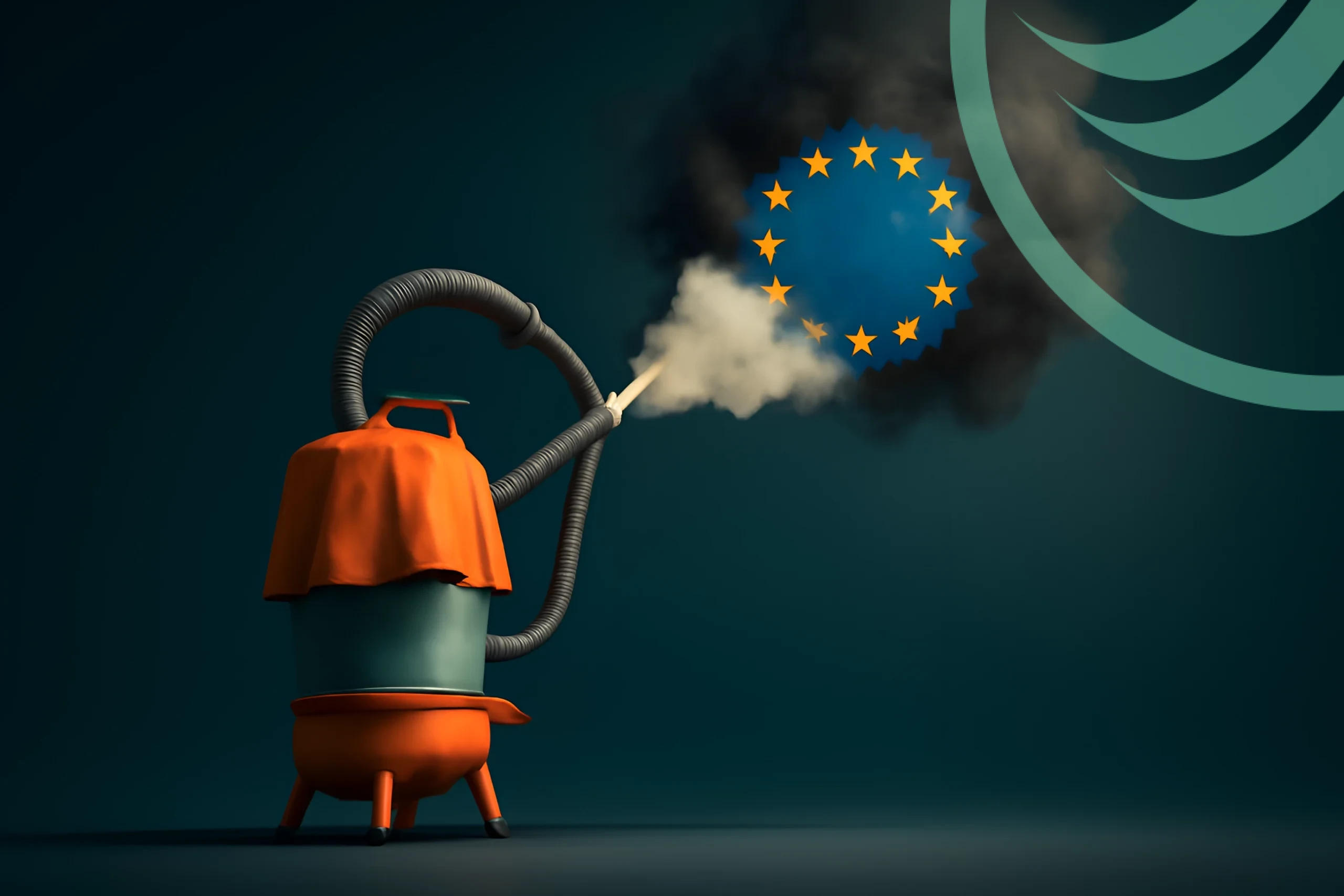 EU industrial emissions Machine emitting European Union symbol smoke